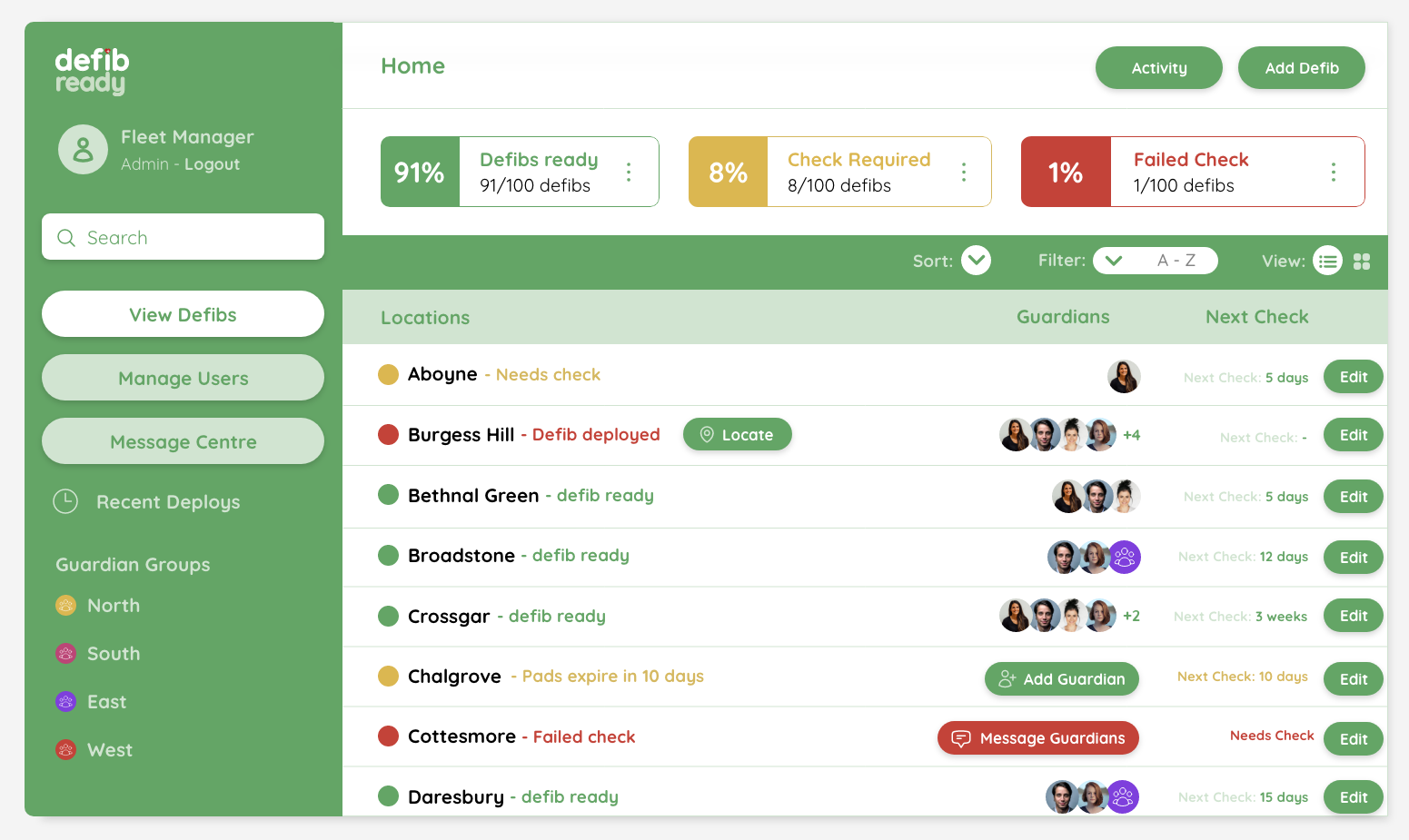 Defib Ready management console